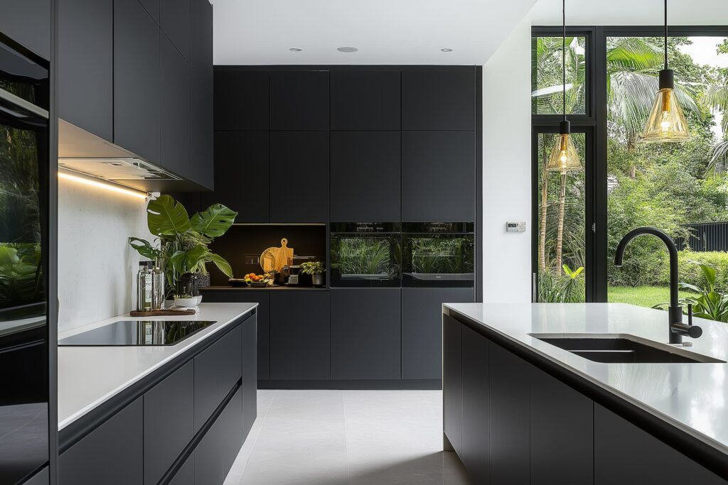 cocina moderna negro mate laminado